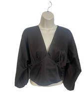 BANANA REPUBLIC Women's Size 2 Cropped Blousant-Sleeve Blouse in Coffee Brown