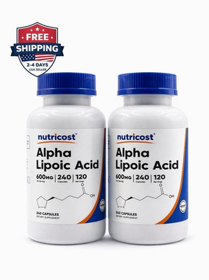 #ad 2 Pack Alpha Lipoic Acid 600mg 240 Capsules Energy Antioxidant Fast USA $39.99