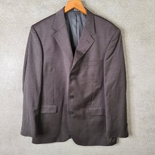 Andrew Fezza Jacket Mens 44L Brown Blazer 3 Button Worsted Wool Suit Coat