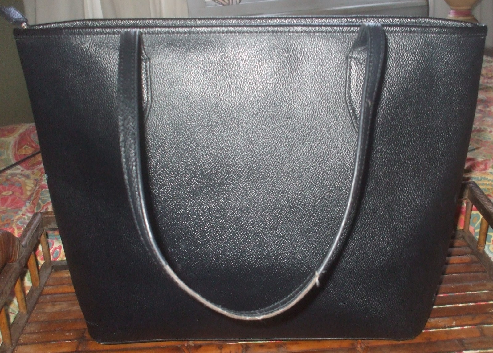 Kate Spade black leather large tote shoulder bag travel school shopper bag thumbnail 2