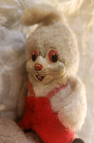 Vintage Rabbit on a Donkey Tin furry Wind Up Toy With Key 1940'S ...