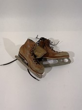 Vintage Riedell Figure Ice Skates Mens Size 9 Brown Leather MK Sheffield Blades
