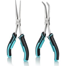 Long Reach Needle Nose Pliers Set of 2, Jewelry Making Pliers with Bent Nose