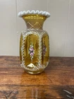 Rare 1951 Fenton Amber Snow Crest Charleston Vase