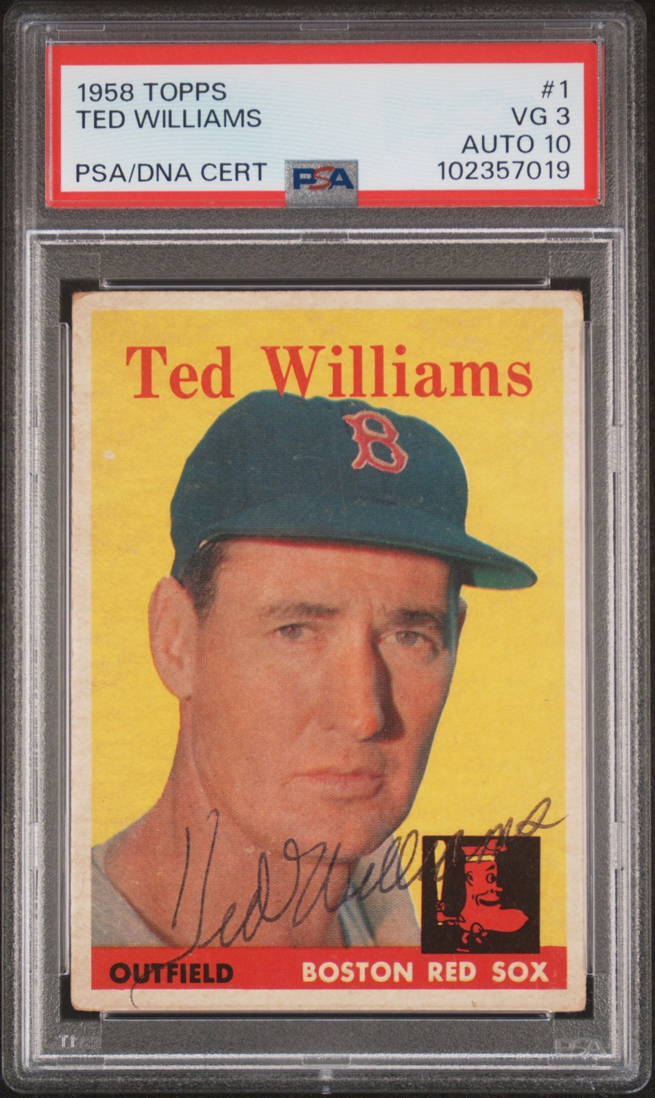 1958 TOPPS #1 TED WILLIAMS PSA 3 DNA AUTO 10