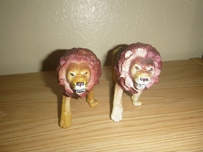 Vintage Two CE 1987 8'' Hard Plastic Lion Animal Figure Figurine Toy Rare