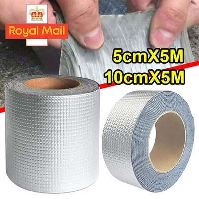FAIRY-STATION 5M Super Strong Waterproof Tape Butyl Seal Rubber Aluminum Foil Tape 50-100MM