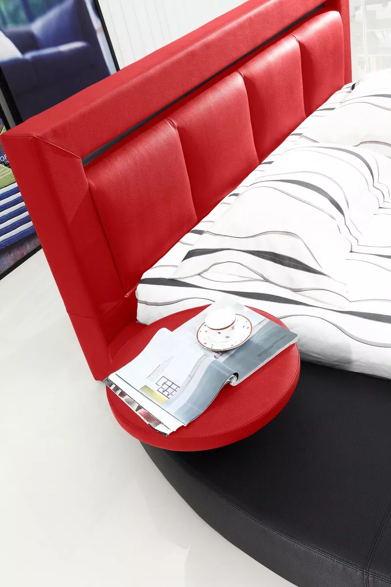 Oslo Queen Round Bed With Headboard Light Black Red eBay