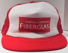 Vtg 1980s OWENS CORNING FIBERGLASS Snapback Hat Trucker Mesh Cap Made in USA