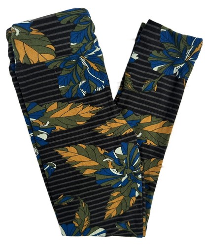 NEW Lularoe Leggings Girls S/M (sz 2-8) Floral Striped Buttery Soft Stretch - Picture 2 of 8