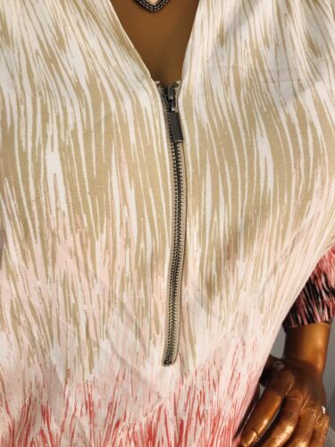 cj banks 3X Plus Top Tunic 1/2 Zip Up Abstract Print Tie Dye 3/4 Slv Fall Blouse - Picture 4 of 9