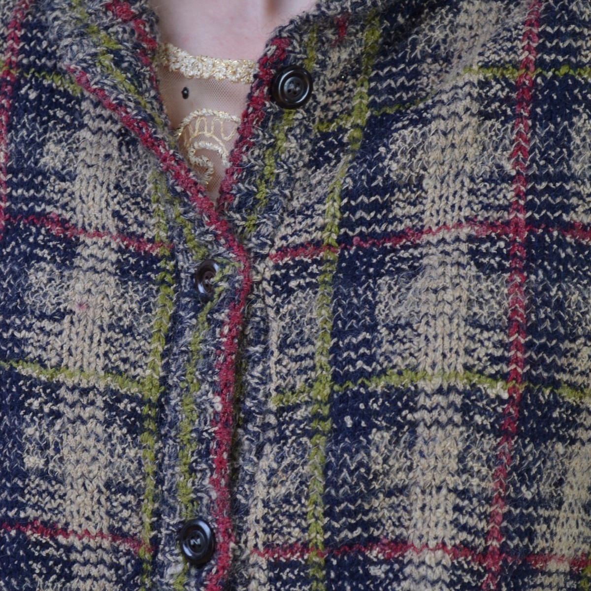 VTG 70s MISSONI Plaid MOHAIR Wool Sweater COAT + SKIRT Dress