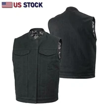 Highland V2 - Men's Motorcycle Canvas Vest Conceal Carry Pockets, FIM692CNVS