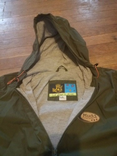 MUDD Army Green Light weight Full Zip Hooded Jacket Jersey Material Lined 14 - Picture 6 of 8