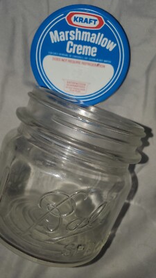 Vintage Kraft Marshmallow Cream Glass Wide Mouth Jar Ball Special