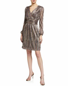 metallic knit wrap dress