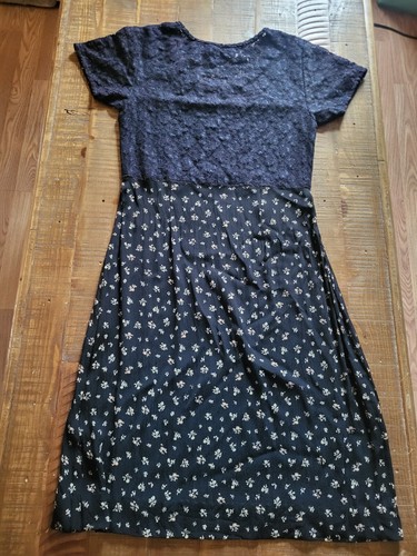 Vestido Vintage Poems By Esteem Talla 8 Negro Ditsy Floral Encaje Estampado Mixto - Imagen 5 de 5