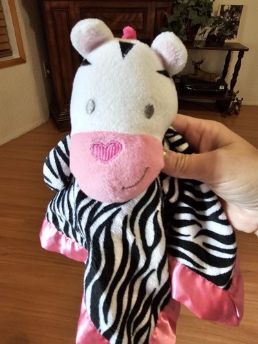 SECURITY BLANKET ZEBRA PINK GARANIMALS NO HEART ON NOSE STRIPES BLACK WHITE NEW - 第 2/3 張圖片