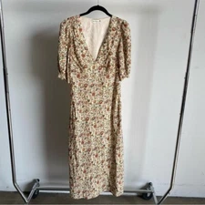 New Rhode Floral V-Neck Midi Dress Sz 4