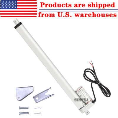 18'' Stroke Linear Actuator 12V DC Motor W/ Mount Brackets 1500N/330LBS Auto Lift