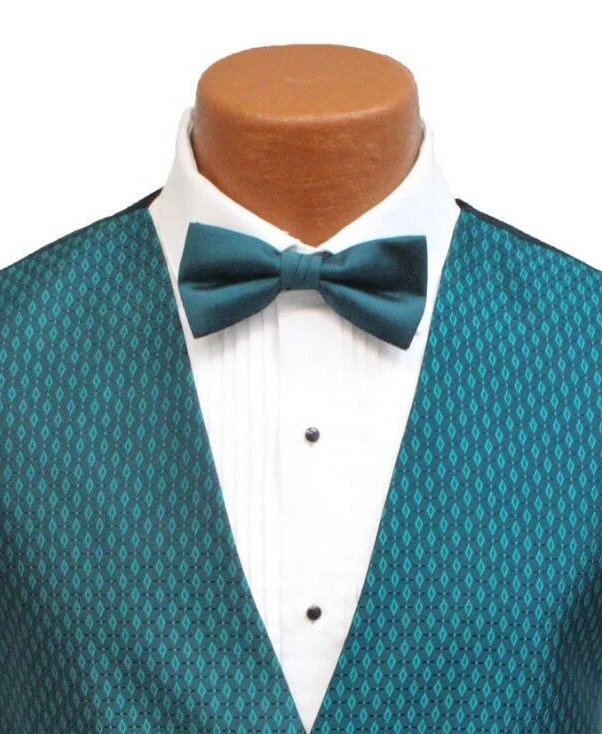 Men's After Six Teal Tuxedo Vest with Long & Bow Tie Free Shipping Size LL Tall - Image 2 of 4