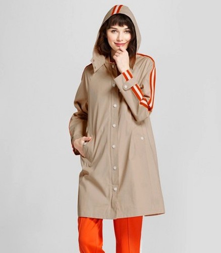 Hooded Trench Coat Khaki - Size 