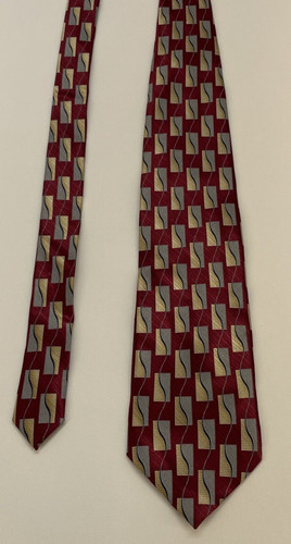 Giorgio Bissoni London-NY-Rome Classic Fit Tie 100% Silk  Burgundy/gold/silver