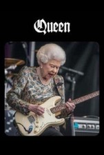 QUEEN ELIZABETH II WITH GUITAR HUMOROUS FRIDGE MAGNET 5" X 3.5"