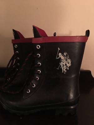 Black White Ralph Lauren Rain Boots Size 6M