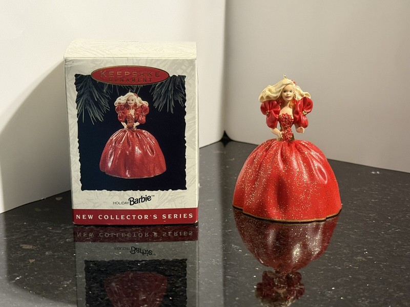 Barbie 1993 Hallmark Ornament Holiday Red Dress Barbie (#1 In Series) Brand New