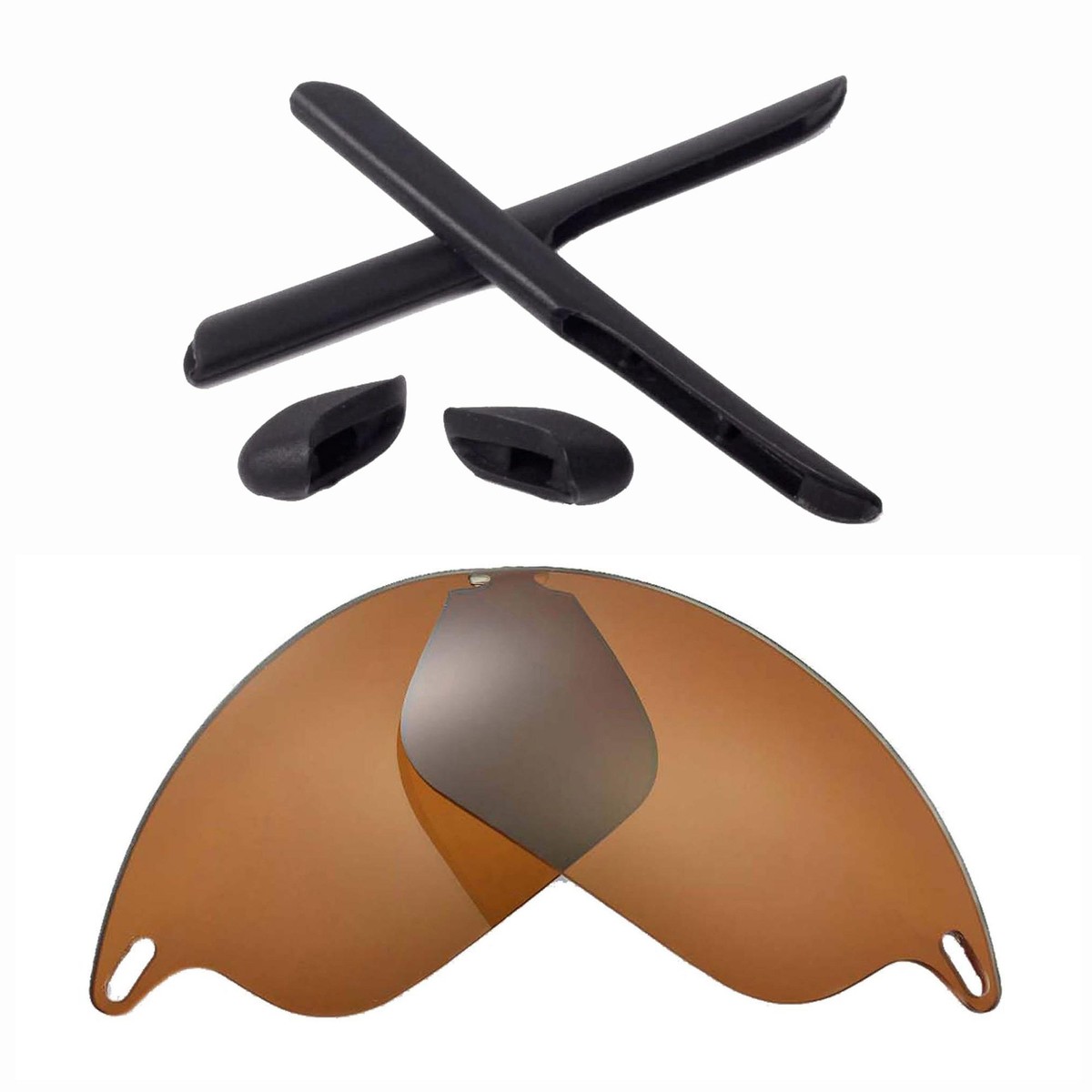 ⭐︎オーダー⭐︎ Walleva Brown Polaried Replacement and Black Rubber Kit for Oakley