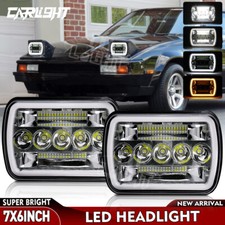 2PCS 7x6" 5x7" LED Headlights Halo DRL Hi/Lo For Toyota Pickup MR2 Celica Supra