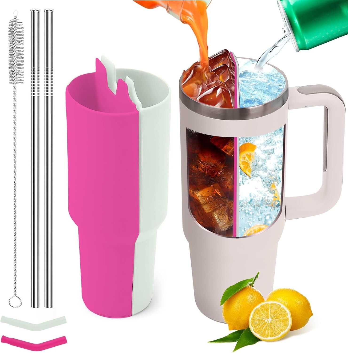 Stanley Cup 2-in-1 Drink Separator Silicone Liner, Compatible with Stanley 40 oz-image