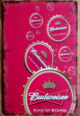 Budweiser Bier Reklame Vintage Retro Stil Blechschild, Bar, Männerhöhle, Kneipe