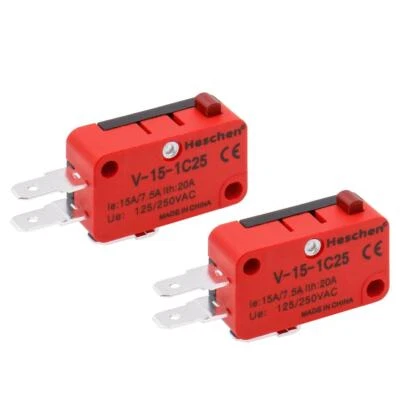 HESCHEN Mikroschalter V-15-1C25 SPDT Taster Typ 20A 250VAC 2er Pack