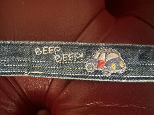 EUC Myself Belts Blue Denim Cars "Beep Beep" Belt Size Medium (4T) - Picture 2 of 3