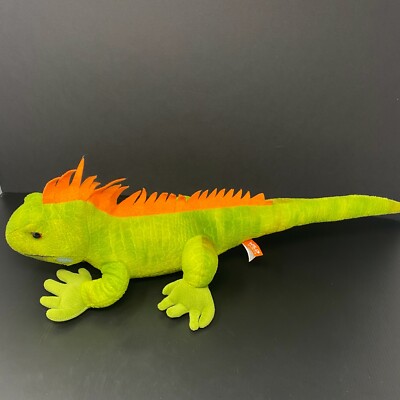 Wild Republic Green Iguana Plush Orange Spikes 23'' Stuffed Animal Lizard