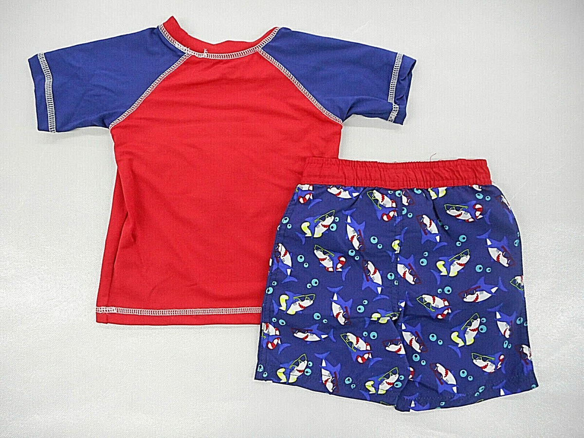 Toddler Boys Quad Seven Short Sleeve Swim Shirt & Shorts 2PC Set