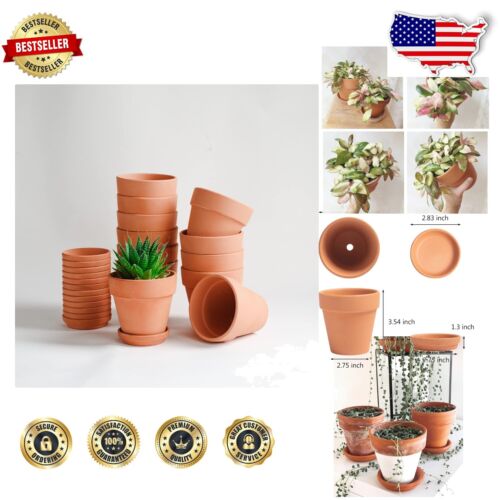 Classic Terracotta Mini Pots with Saucers - 12 Pack for Indoor & Outdoor Plants