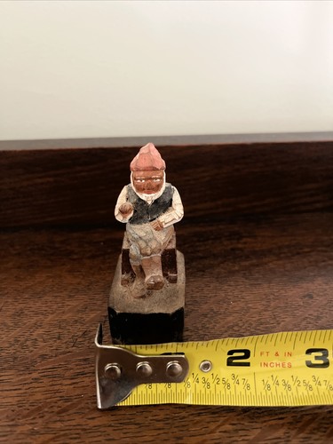 Vintage Folk Art Nicely Carved Figure Miniature Man In Chair, Possibly Signed - Foto 7 di 7