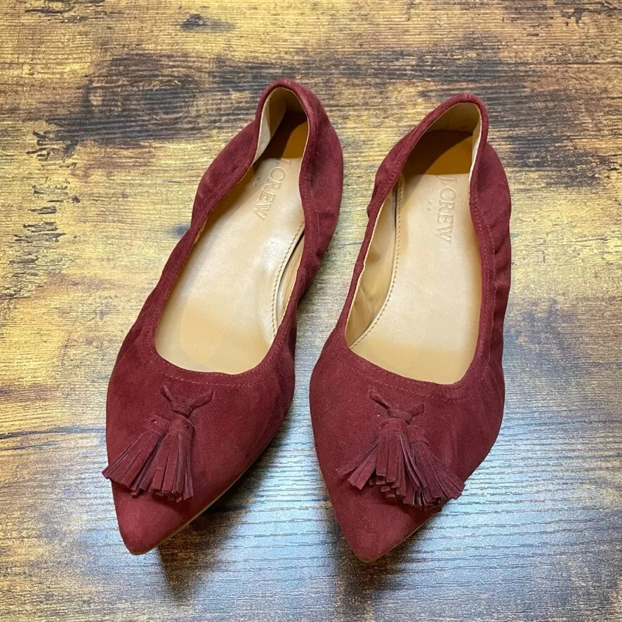 J Crew Factory Shoes Womens 6 Red Lottie Flats Pointed Tassel