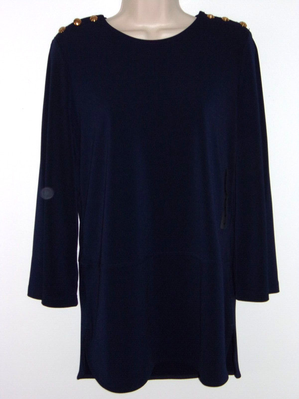 Lauren Ralph Lauren Navy Long Sleeve Tunic~Shoulder Buttons Size - M