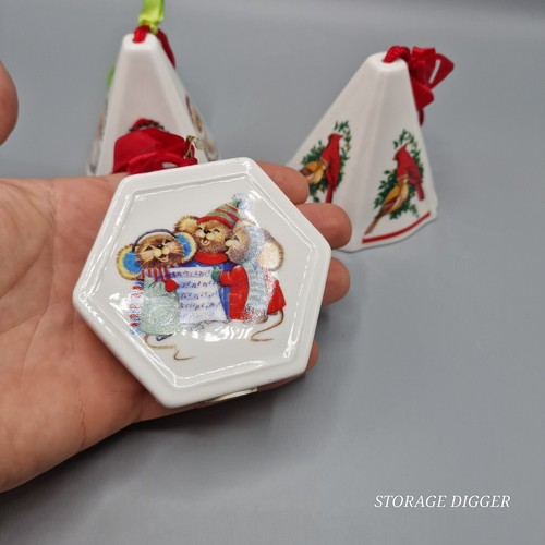 VTG Lot of 3 Potpourri Jasco Festive Fragrant Christmas Ceramic Ornaments 3.25" - Picture 10 of 10