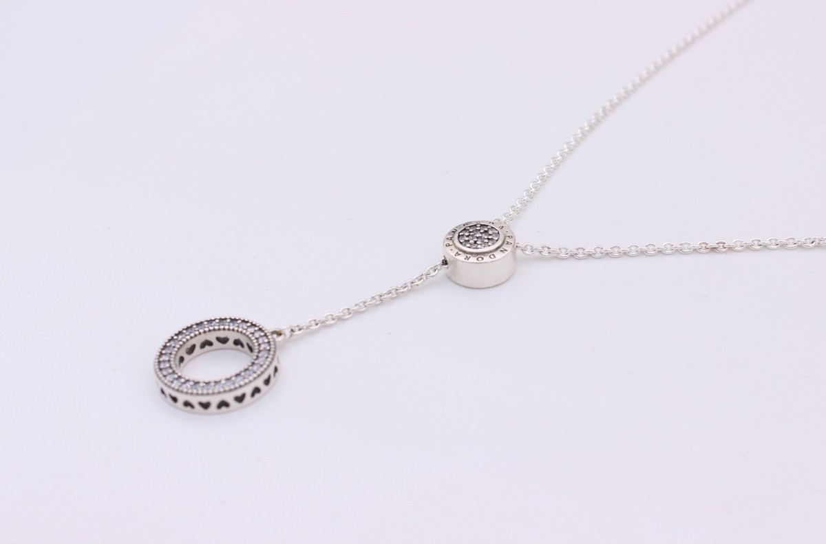 New Authentic PANDORA Signature Logo Pave Circle Y-Necklace New Authentic PANDORA Signature Logo Pave Circle Y-Necklace