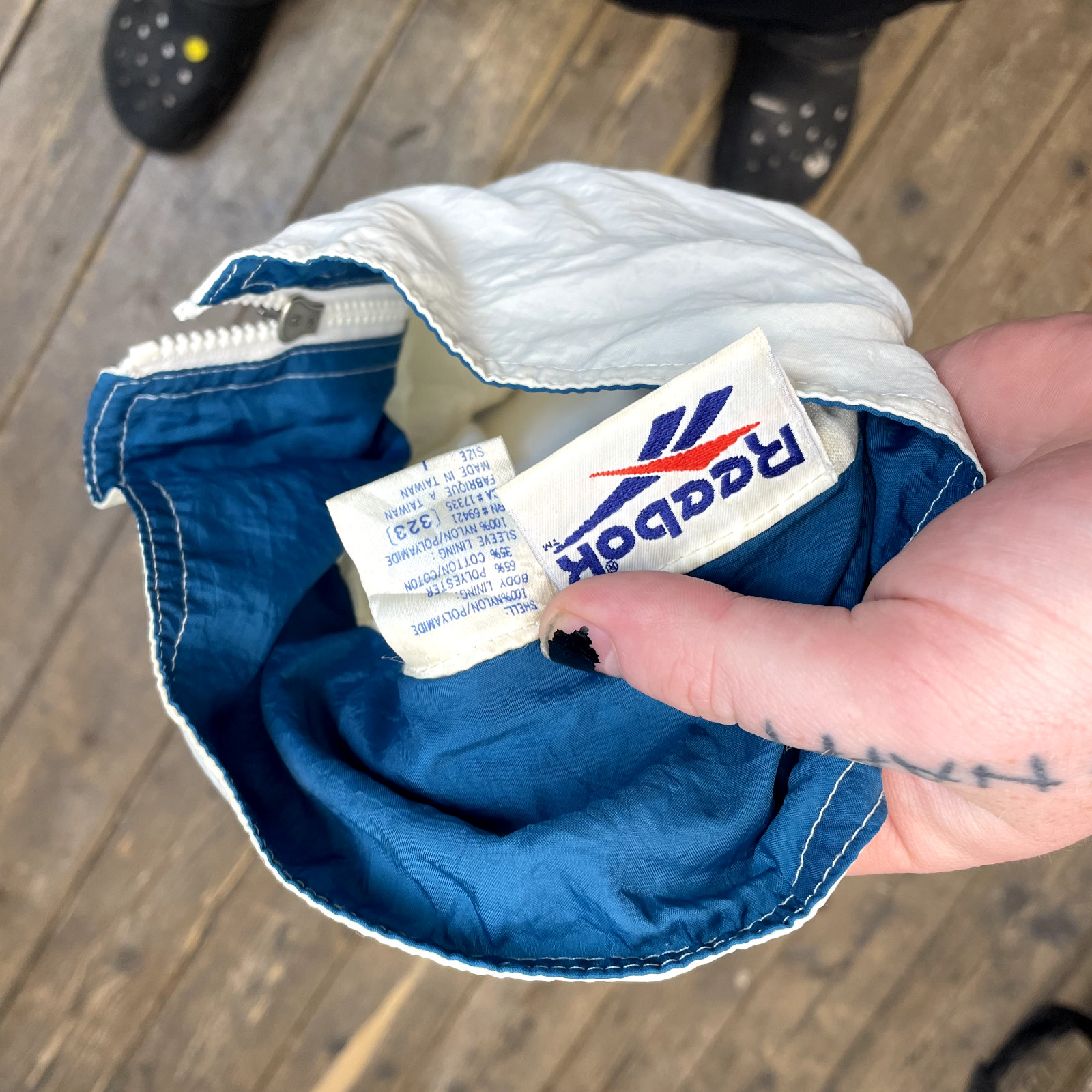 Reebok Track Jacket Mens 90s Vintage Training Full-Zip Windbreaker White, Large image 8