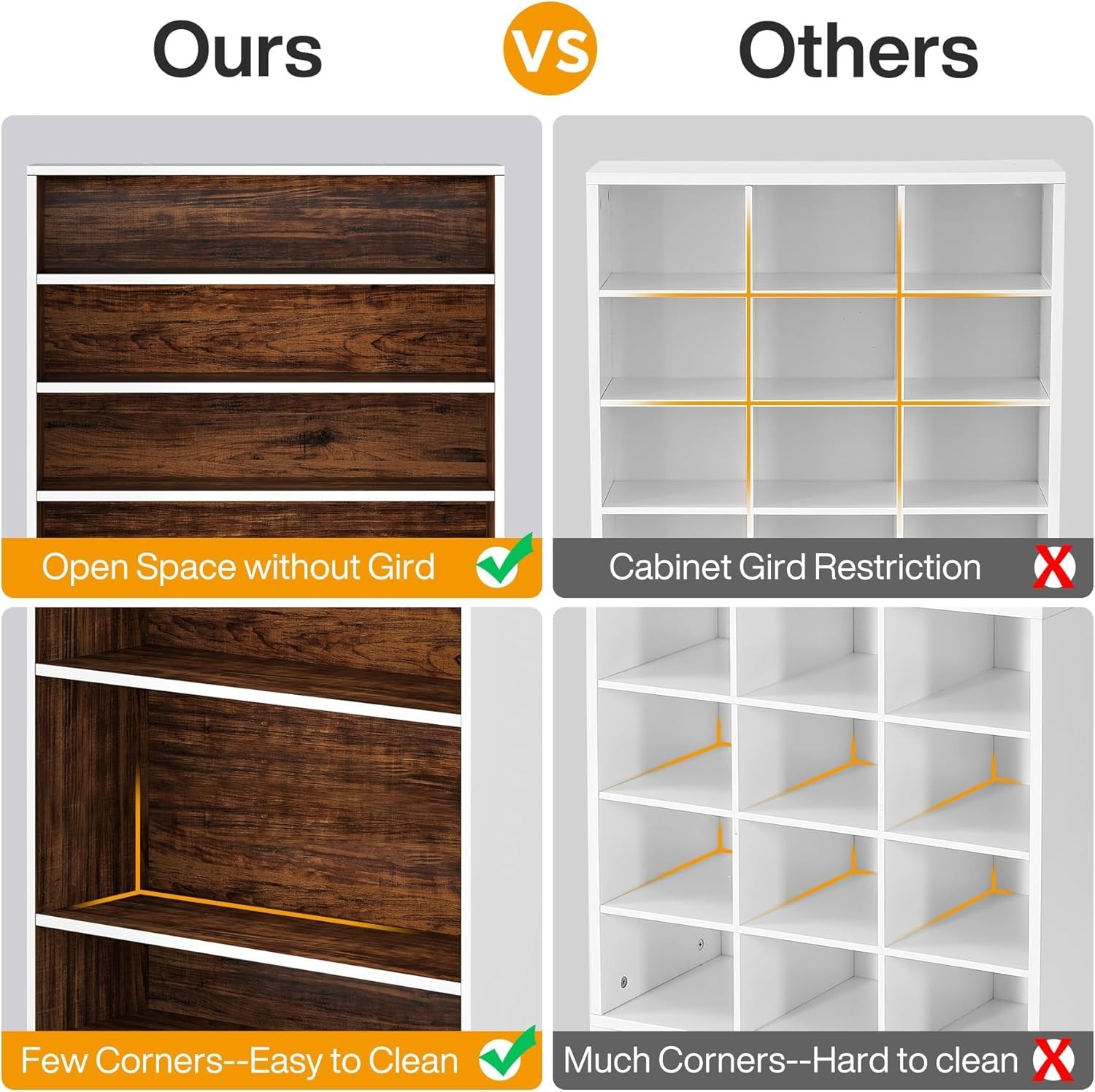 9-Tier Tall Shoe Cabinet,40-45 Pairs Wood Freestanding Shoe Cabinet for Entryway