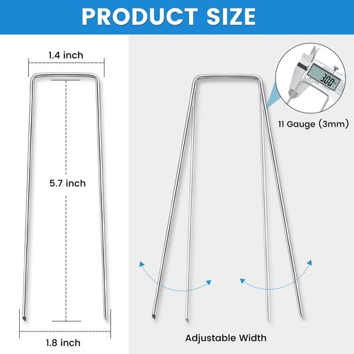 Garden Stakes - Landscape Staples 20 Pack 11 Gauge Tent Stakes, Garden Staple... - Picture 3 of 7