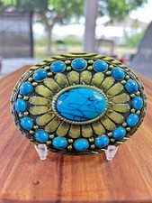 TURQUOISE Cowgirls WESTERN Golden Tone Belt CHRISTMAS GIFT BUCKLE