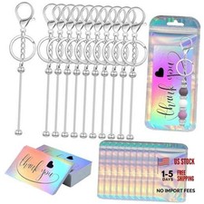 42/84/126 Pcs Beadable Keychain Bars Bulk Blank DIY 10 Lobster Clasp Silver