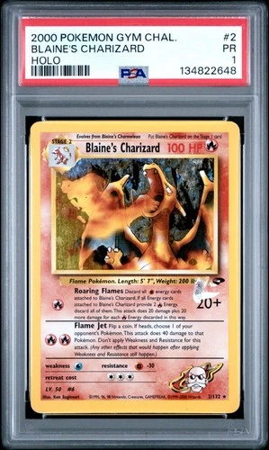 PSA 1 PR 2000 Gym Challenge Blaine's Charizard 2/132 Holo Foil Pokemon Unlimited